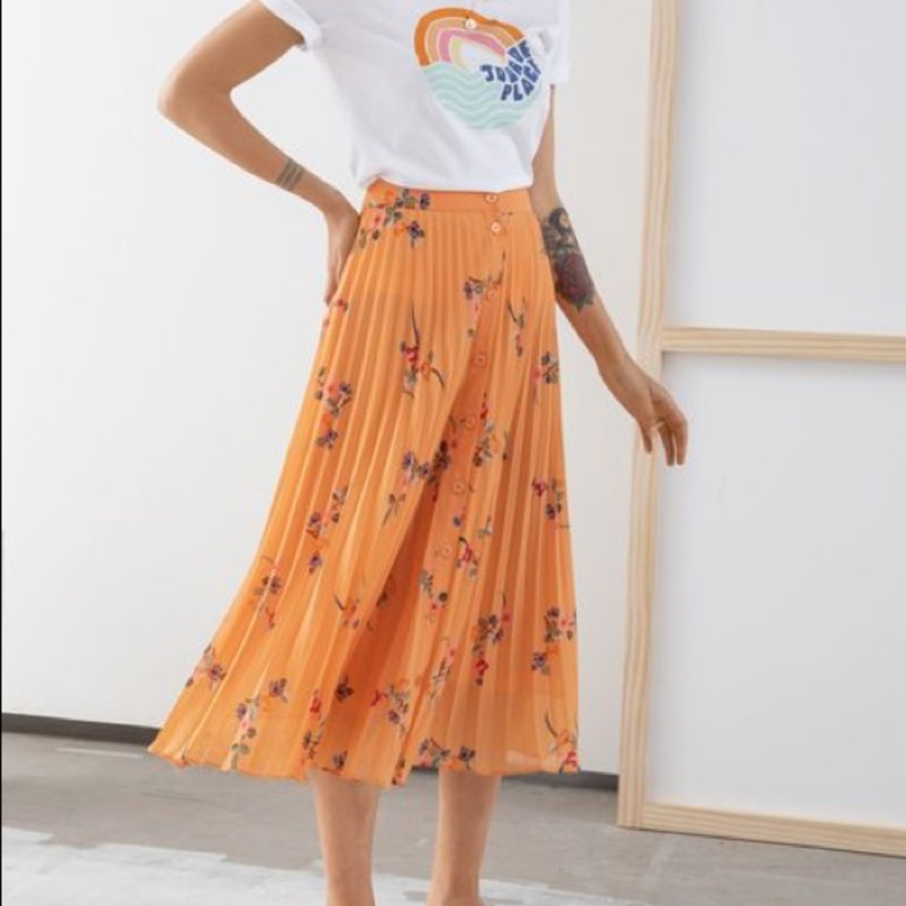 & other stories floral midi skirt